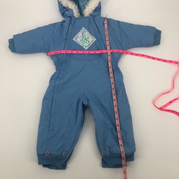 VINTAGE Kids & More Blue with White Faux Fur Trim Kids Ski Snowsuit One Piece - Picture 12 of 12